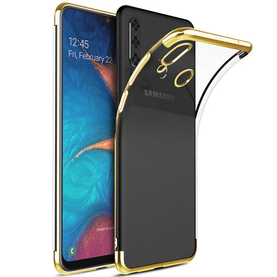 Microsonic Samsung Galaxy A20S Kılıf Skyfall Transparent Clear Gold