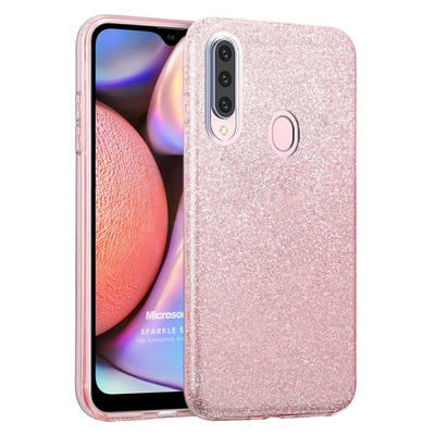 Microsonic Samsung Galaxy A20s Kılıf Sparkle Shiny Rose Gold