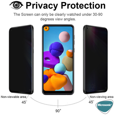 Microsonic Samsung Galaxy A21 Invisible Privacy Kavisli Ekran Koruyucu Siyah