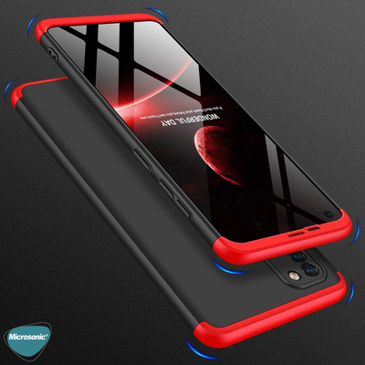 Microsonic Samsung Galaxy A21s Kılıf Double Dip 360 Protective AYS Siyah Kırmızı