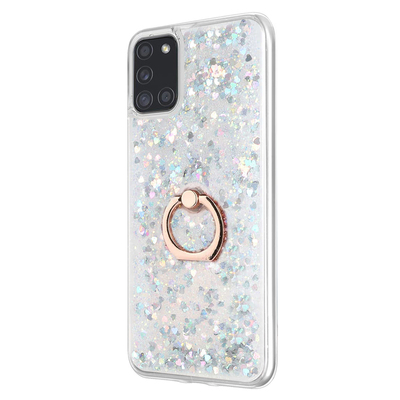 Microsonic Samsung Galaxy A21s Kılıf Glitter Liquid Holder Gümüş