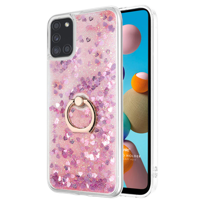 Microsonic Samsung Galaxy A21s Kılıf Glitter Liquid Holder Pembe