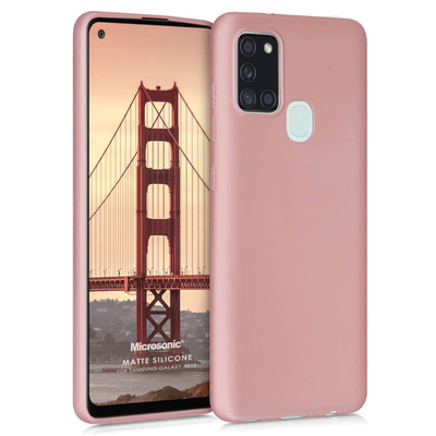 Microsonic Samsung Galaxy A21s Kılıf Matte Silicone Rose Gold