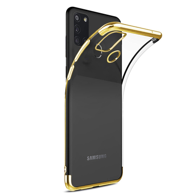 Microsonic Samsung Galaxy A21s Kılıf Skyfall Transparent Clear Gold