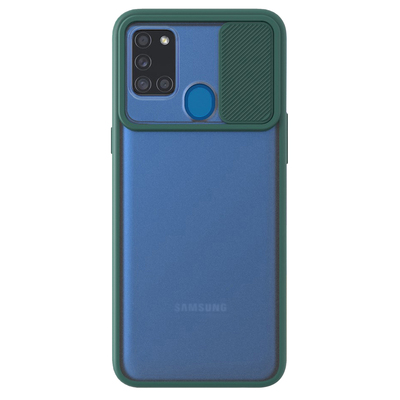 Microsonic Samsung Galaxy A21S Kılıf Slide Camera Lens Protection Koyu Yeşil
