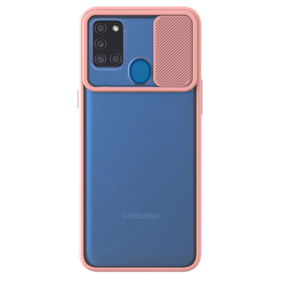 Microsonic Samsung Galaxy A21S Kılıf Slide Camera Lens Protection Pembe