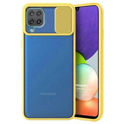 Microsonic Samsung Galaxy A22 4G Kılıf Slide Camera Lens Protection Sarı