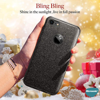 Microsonic Samsung Galaxy A22 4G Kılıf Sparkle Shiny Siyah