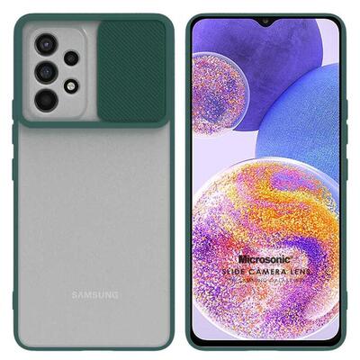 Microsonic Samsung Galaxy A23 Kılıf Slide Camera Lens Protection Koyu Yeşil