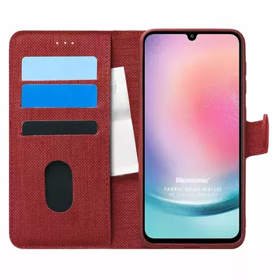 Microsonic Samsung Galaxy A24 Kılıf Fabric Book Wallet Kırmızı