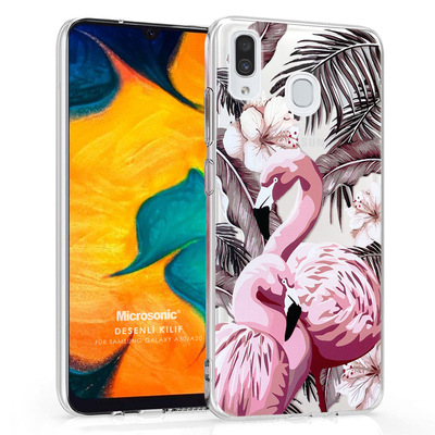 Microsonic Samsung Galaxy A30 Desenli Kılıf Flamingo