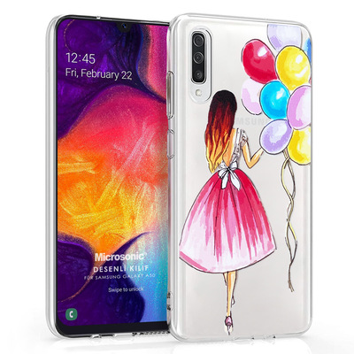 Microsonic Samsung Galaxy A30S Desenli Kılıf Balonlu Kız