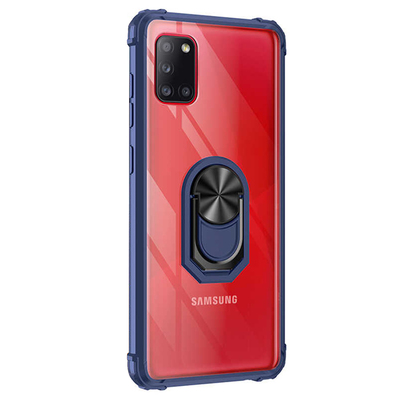 Microsonic Samsung Galaxy A31 Kılıf Grande Clear Ring Holder Lacivert