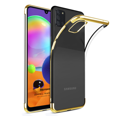 Microsonic Samsung Galaxy A31 Kılıf Skyfall Transparent Clear Gold
