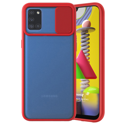 Microsonic Samsung Galaxy A31 Kılıf Slide Camera Lens Protection Kırmızı