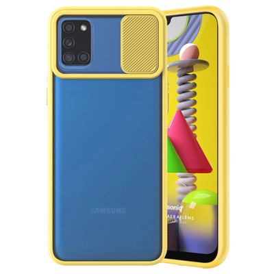 Microsonic Samsung Galaxy A31 Kılıf Slide Camera Lens Protection Sarı