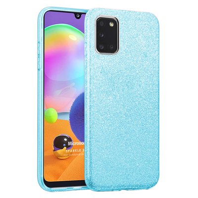 Microsonic Samsung Galaxy A31 Kılıf Sparkle Shiny Mavi