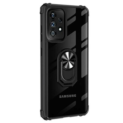 Microsonic Samsung Galaxy A32 4G Kılıf Grande Clear Ring Holder Siyah
