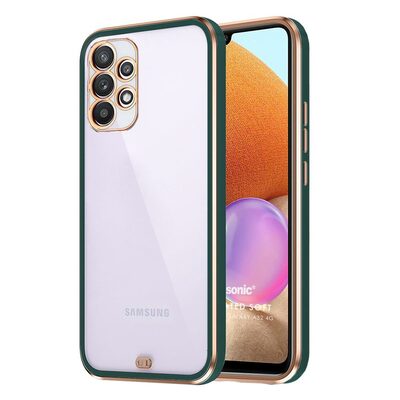 Microsonic Samsung Galaxy A32 4G Kılıf Laser Plated Soft Koyu Yeşil