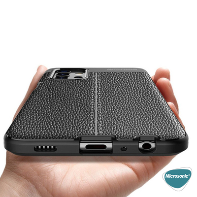 Microsonic Samsung Galaxy A32 5G Kılıf Deri Dokulu Silikon Siyah