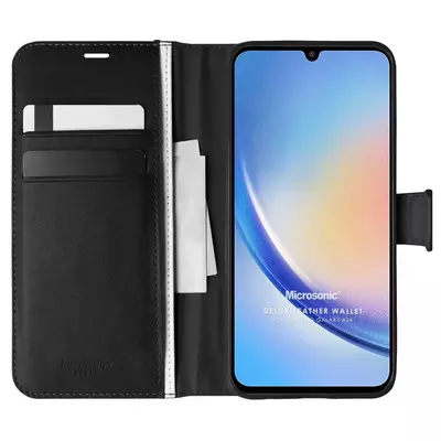 Microsonic Samsung Galaxy A34 Kılıf Delux Leather Wallet Siyah