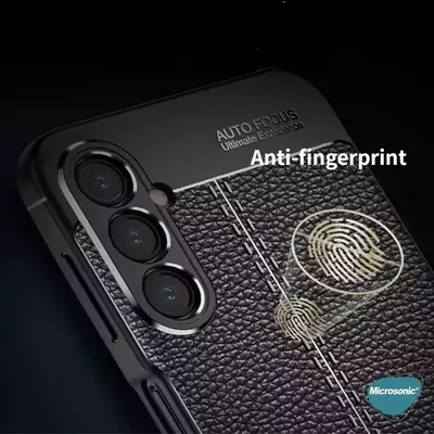 Microsonic Samsung Galaxy A34 Kılıf Deri Dokulu Silikon Lacivert