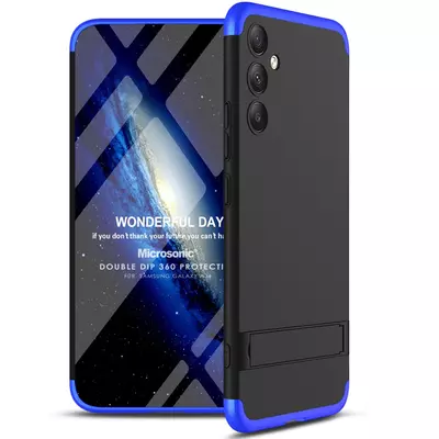 Microsonic Samsung Galaxy A34 Kılıf Double Dip 360 Protective Siyah Mavi