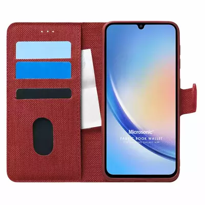 Microsonic Samsung Galaxy A34 Kılıf Fabric Book Wallet Kırmızı