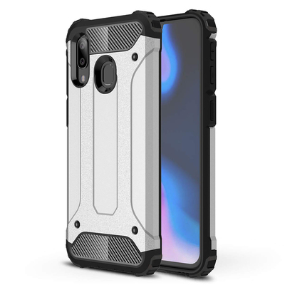 Microsonic Samsung Galaxy A40 Kılıf Rugged Armor Gümüş