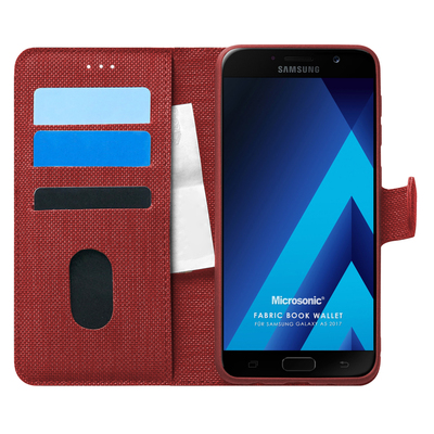 Microsonic Samsung Galaxy A5 2017 Kılıf Fabric Book Wallet Kırmızı