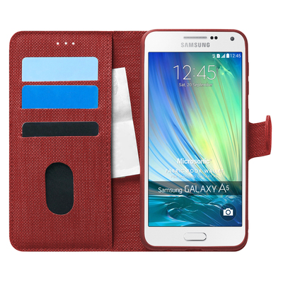 Microsonic Samsung Galaxy A5 Kılıf Fabric Book Wallet Kırmızı