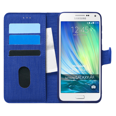 Microsonic Samsung Galaxy A5 Kılıf Fabric Book Wallet Lacivert