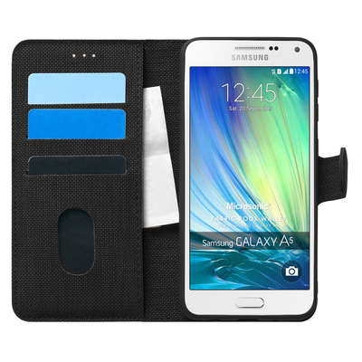 Microsonic Samsung Galaxy A5 Kılıf Fabric Book Wallet Siyah