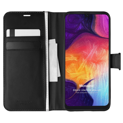 Microsonic Samsung Galaxy A50 Kılıf Delux Leather Wallet Siyah