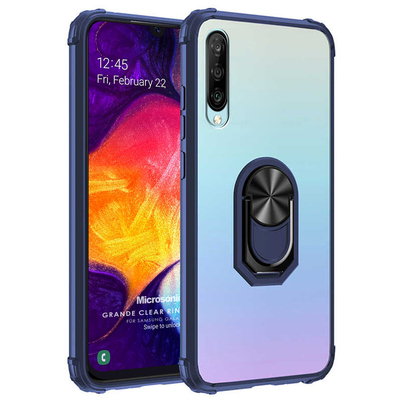 Microsonic Samsung Galaxy A50 Kılıf Grande Clear Ring Holder Lacivert