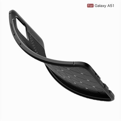 Microsonic Samsung Galaxy A51 Kılıf Deri Dokulu Silikon Lacivert