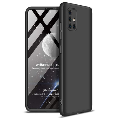 Microsonic Samsung Galaxy A51 Kılıf Double Dip 360 Protective AYS Siyah