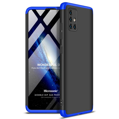 Microsonic Samsung Galaxy A51 Kılıf Double Dip 360 Protective AYS Siyah Mavi