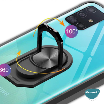 Microsonic Samsung Galaxy A51 Kılıf Grande Clear Ring Holder Lacivert