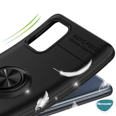 Microsonic Samsung Galaxy A51 Kılıf Kickstand Ring Holder Siyah