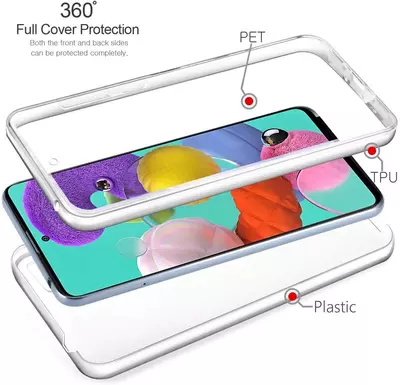 Microsonic Samsung Galaxy A51 Kılıf 6 tarafı tam full koruma 360 Clear Soft Şeffaf