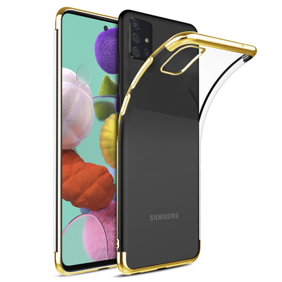 Microsonic Samsung Galaxy A51 Kılıf Skyfall Transparent Clear Gold