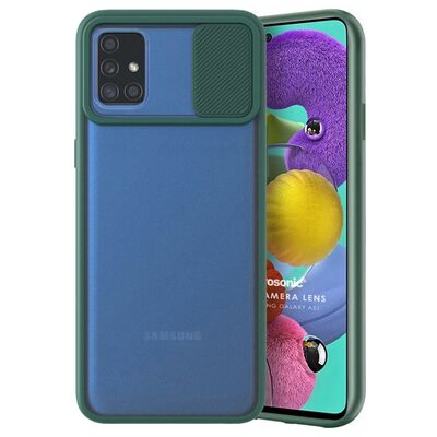 Microsonic Samsung Galaxy A51 Kılıf Slide Camera Lens Protection Koyu Yeşil