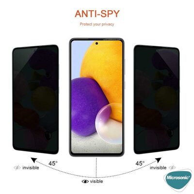 Microsonic Samsung Galaxy A52 Invisible Privacy Kavisli Ekran Koruyucu Siyah
