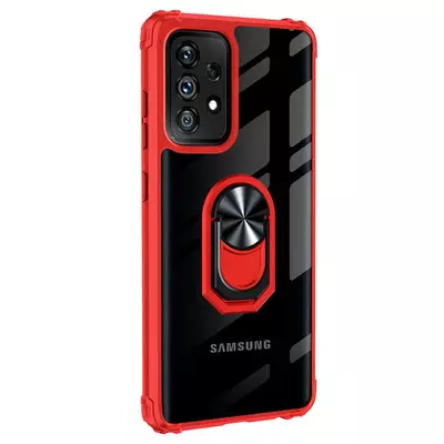 Microsonic Samsung Galaxy A52 Kılıf Grande Clear Ring Holder Kırmızı
