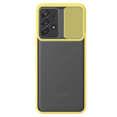 Microsonic Samsung Galaxy A52 Kılıf Slide Camera Lens Protection Sarı