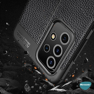 Microsonic Samsung Galaxy A52s Kılıf Deri Dokulu Silikon Siyah