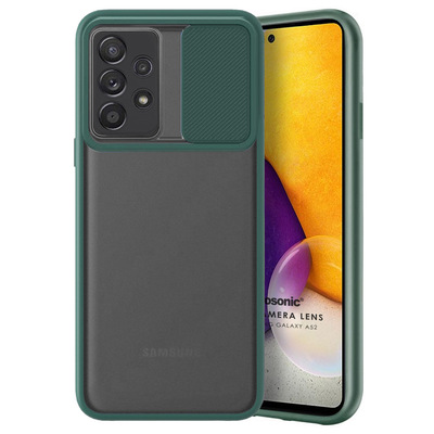 Microsonic Samsung Galaxy A52s Kılıf Slide Camera Lens Protection Koyu Yeşil