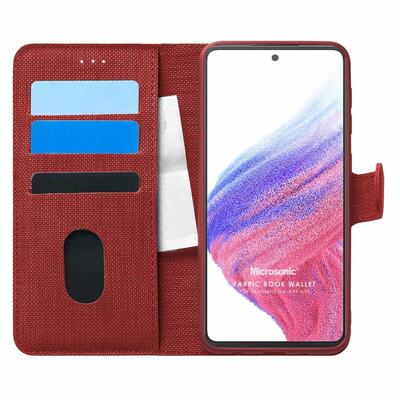 Microsonic Samsung Galaxy A53 5G Kılıf Fabric Book Wallet Kırmızı
