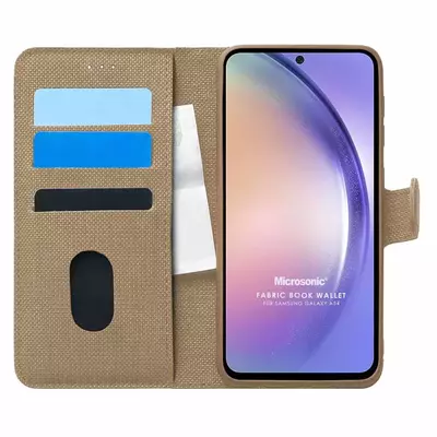 Microsonic Samsung Galaxy A54 Kılıf Fabric Book Wallet Gold